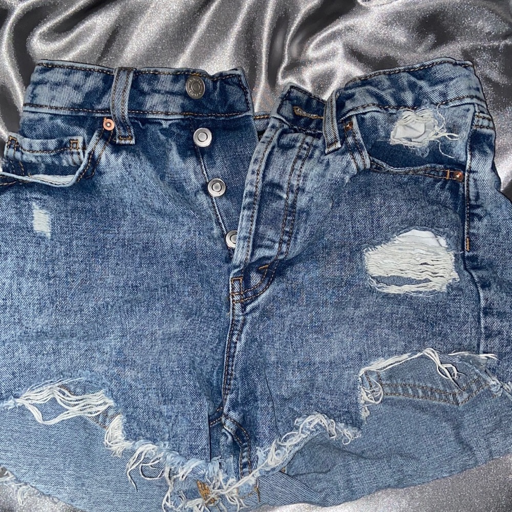 High rise ripped jean shorts